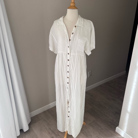 Kiko Dresses & Skirts - Vintage Kiko Clothing 100% Linen Button Down Maxi Dress
